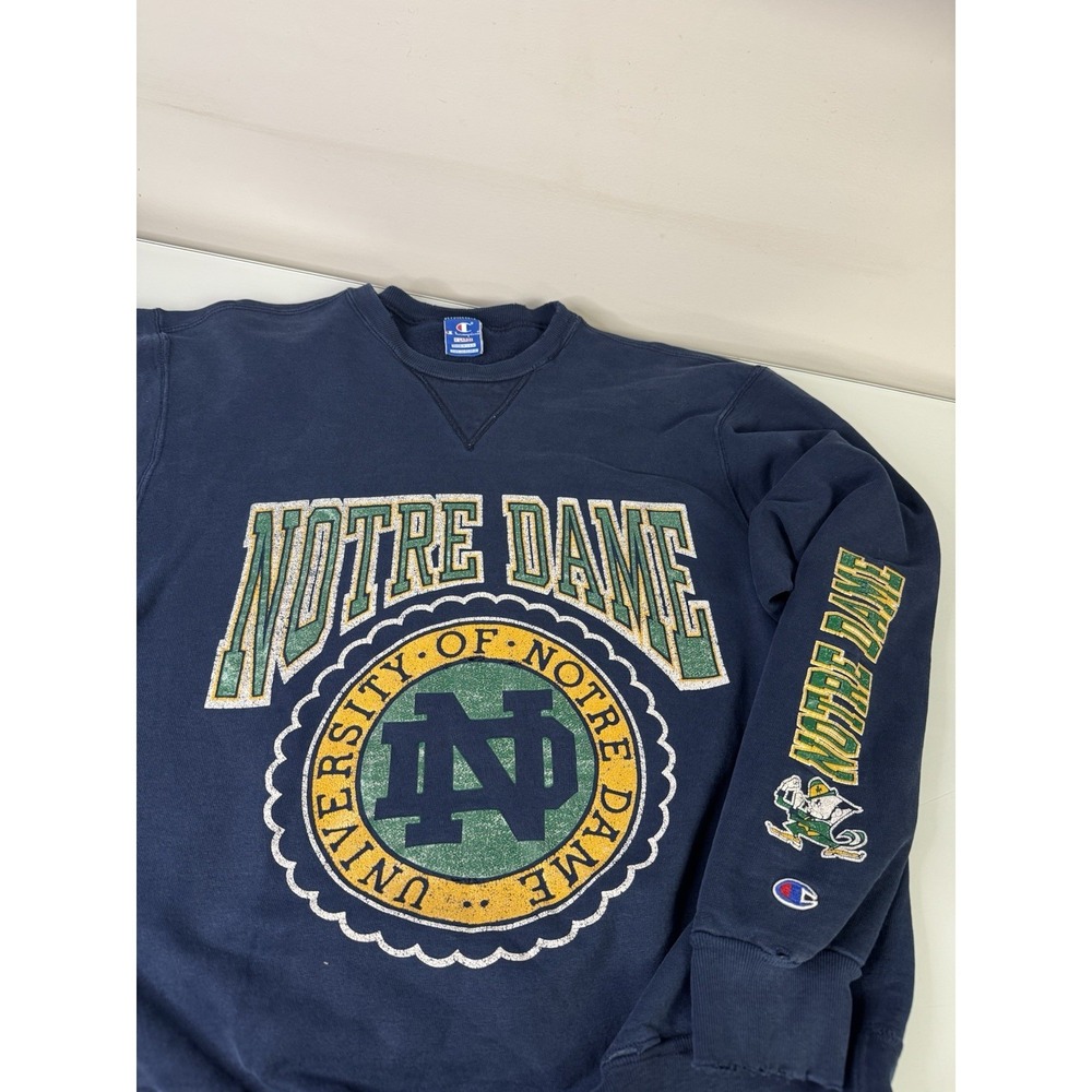 Vintage Champion Notre Dame Sweatshirt Size XL Heavily Worn Distressed Holes